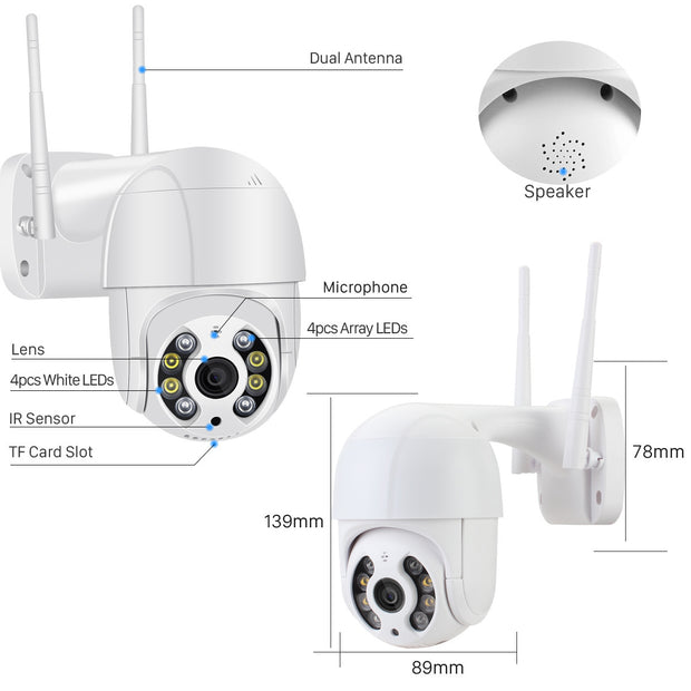Wireless WiFi Surveillance Camera Dual Light Source AI Smart
