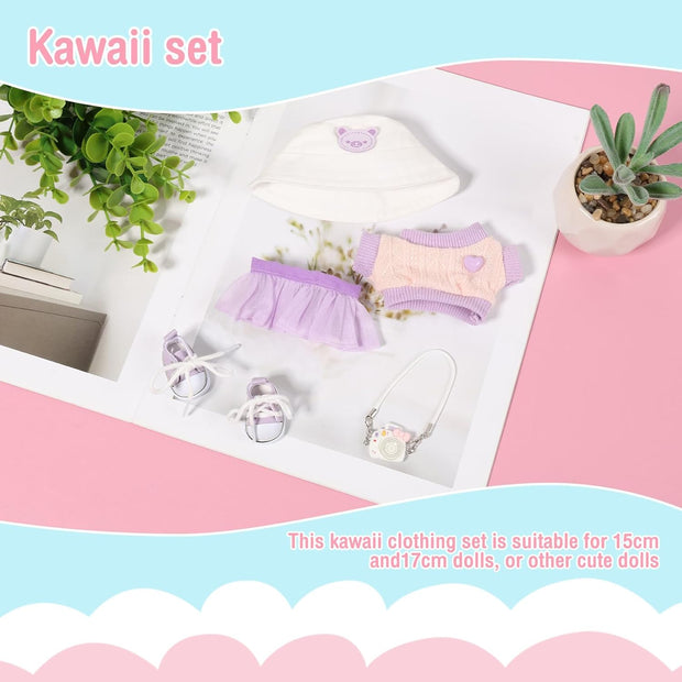 Clothes Kit for labubu, Small Clothes Set Includes hat, Sweater, Skirt,Camera Model and Shoes for Girl Boy Kid Birthday Present